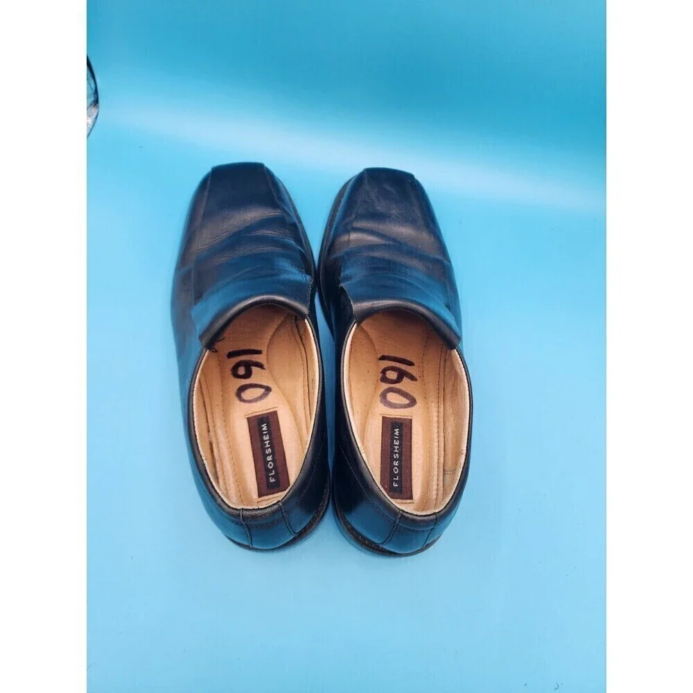 Mens Florsheim Imperial Slip On Dress Shoes Black Leather Size 10M